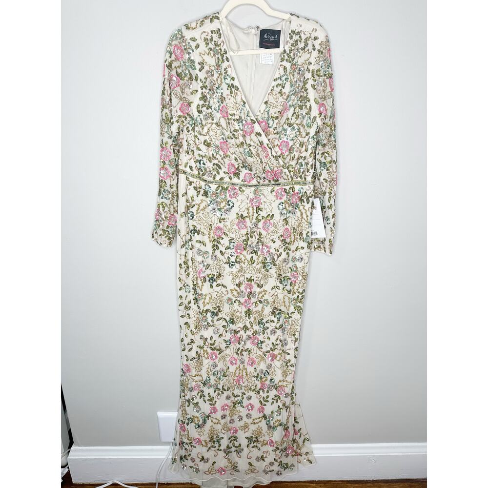 Mac Duggal 5503 Nude Floral Embellished Long Sleeve Gown 14 NEW - Picture 2 of 13